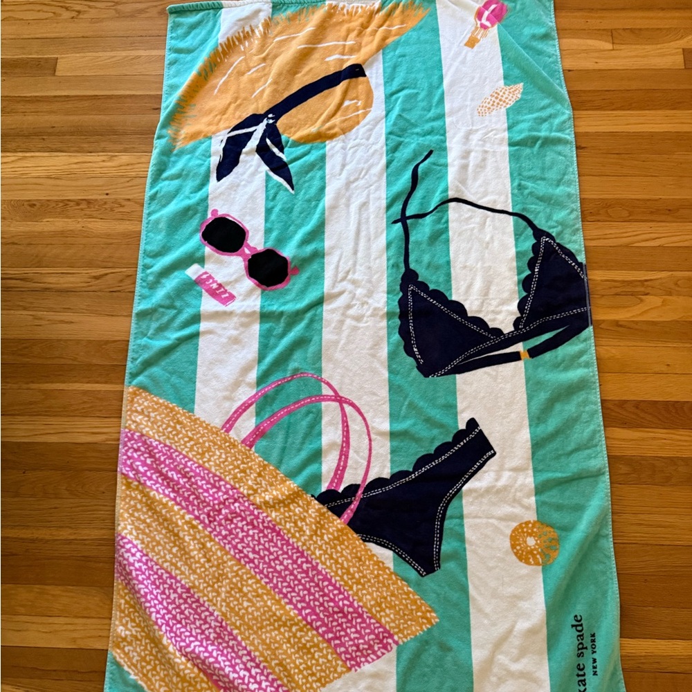 Kate Spade Striped Oversized Beach Towel with Bikini and Accessories - Picture 2 of 4